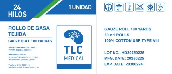 Gauze Roll – Rollo De Gasa X 100 Yardas x1  24 Hilos